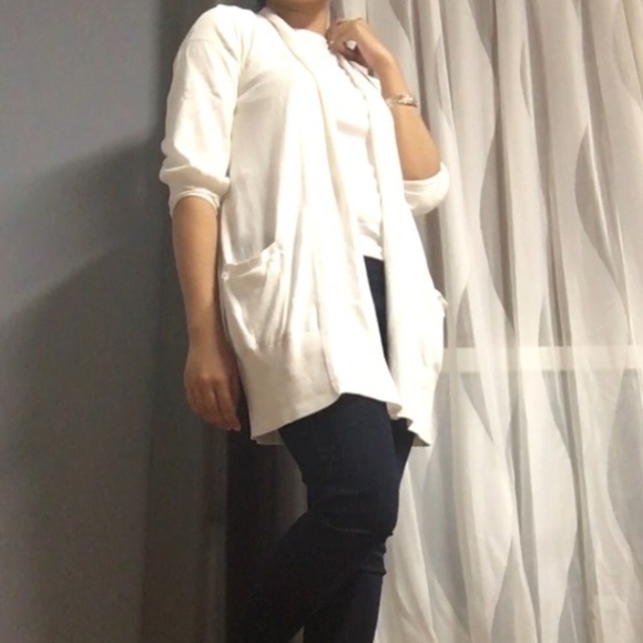 MICHAEL KORS MK • White Open Knit Cardigan Medium - Picture 6 of 8